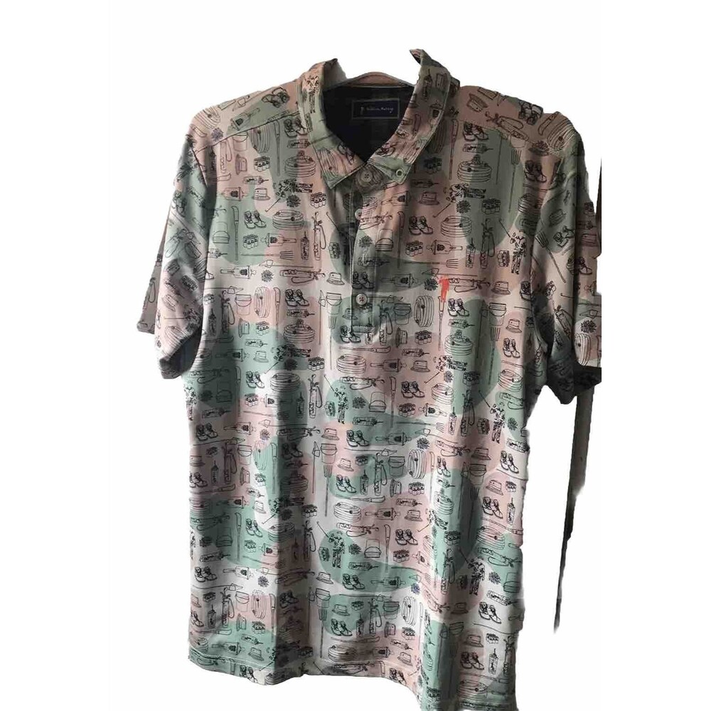 William Murray Men's M Multicolor Short Sleeve Graphic Print Golf Polo